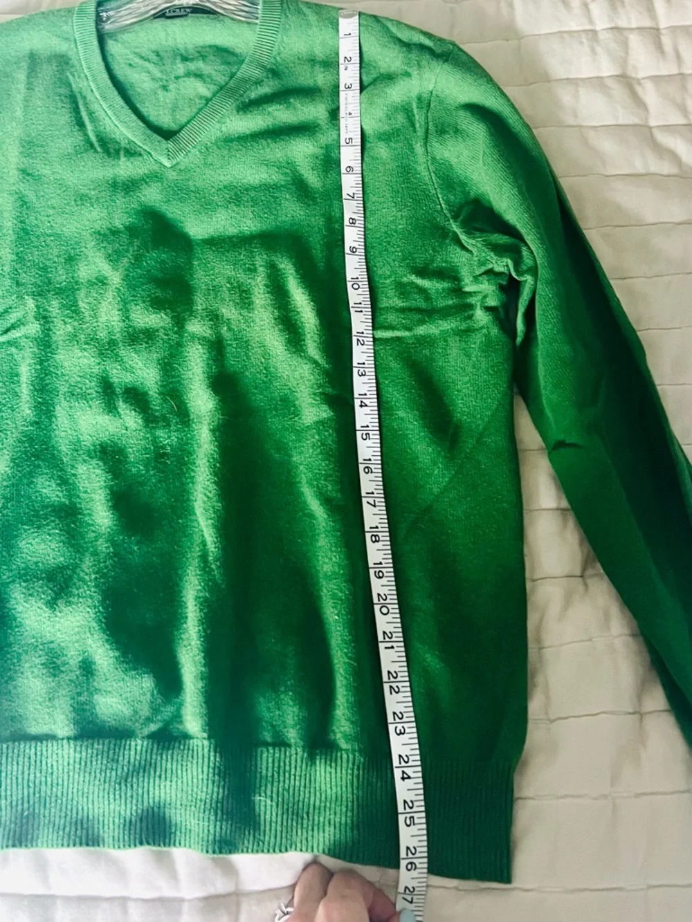 J. Crew Men's Green V-Neck Sweater Cashmere Blend Large
